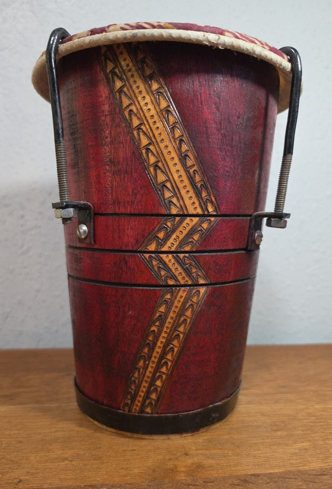 Hand Held Drum, Hand Crafted Drum Likely a Bongo?