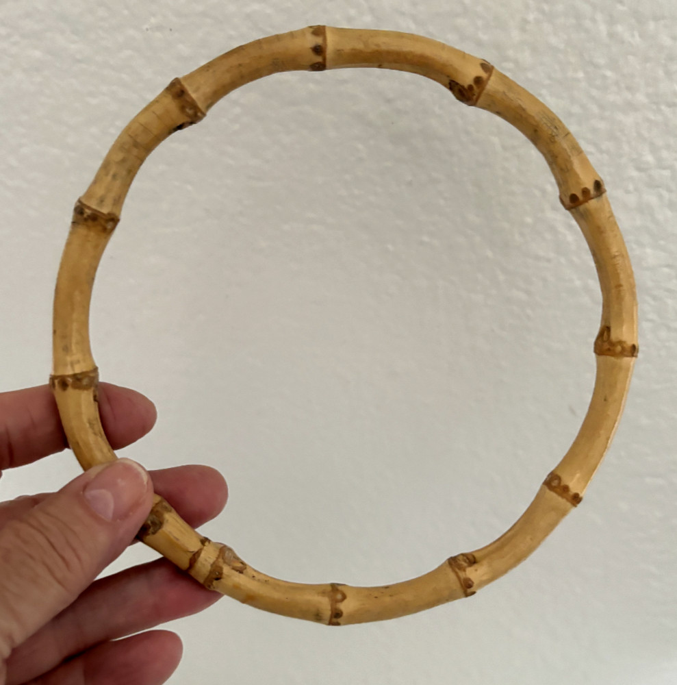 VTG 5.5" Solid ROUND BAMBOO Macrame CIRCLE Purse Bag Handle CRAFT Making
