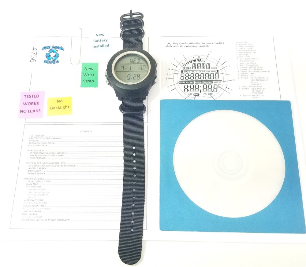 Oceanic Atom Wrist Watch Scuba Dive Computer Wireless Air & Nitrox #4756
