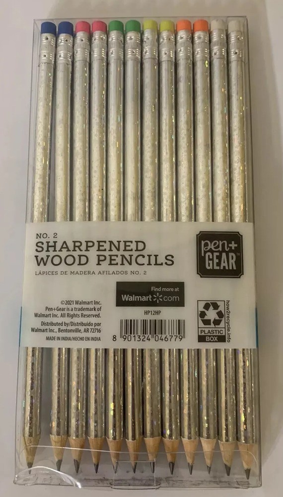 New SILVER SHARPENED PENCILS WOOD 12 Count  NO 2