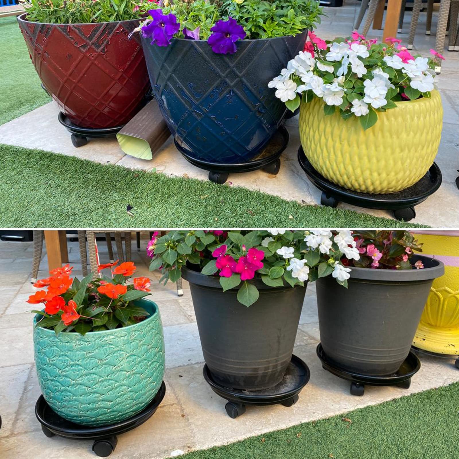 6 Packs Plant Caddy with Wheels 11.8" Plastic Rolling Plant Dolly Coasters He...