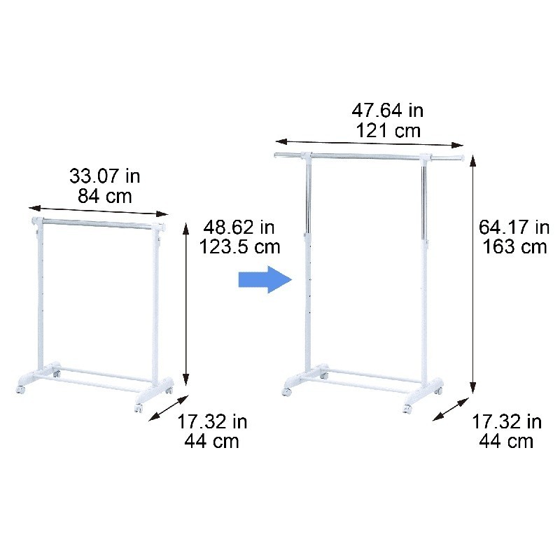 Adjustable Rolling Garment Rack Space-Saving Clothes Organizer W/ Shoe Storage