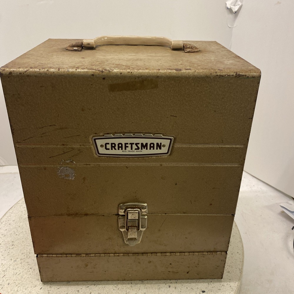 Rare Vintage Craftsman Metal Case With Drill , Bits, Papers