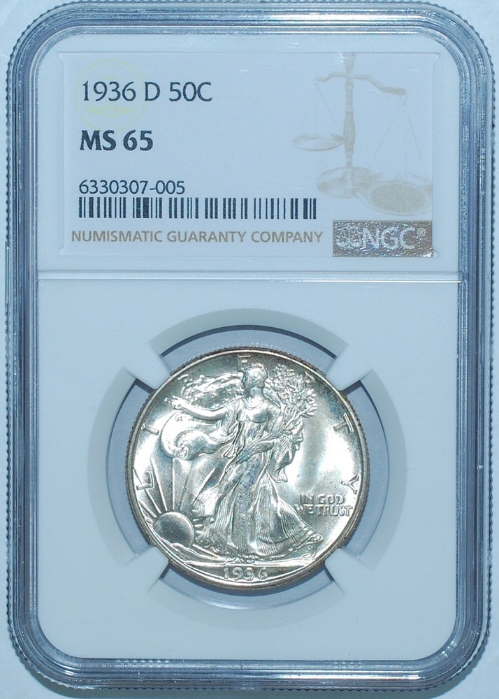 1936 D NGC MS65 Walking Liberty Half Dollar