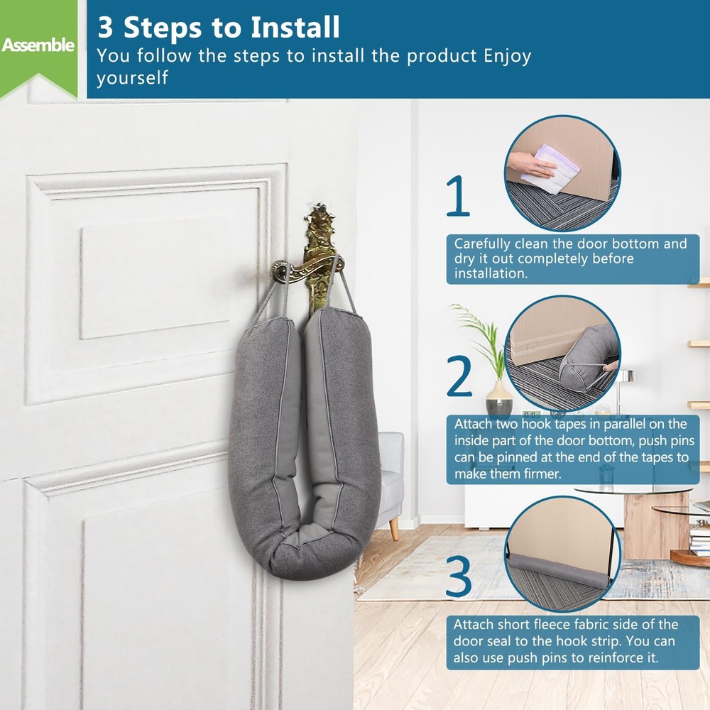 Triangular Under Door Draft Stopper 38 inch Heavy Duty Door Draft Blocker Bot...