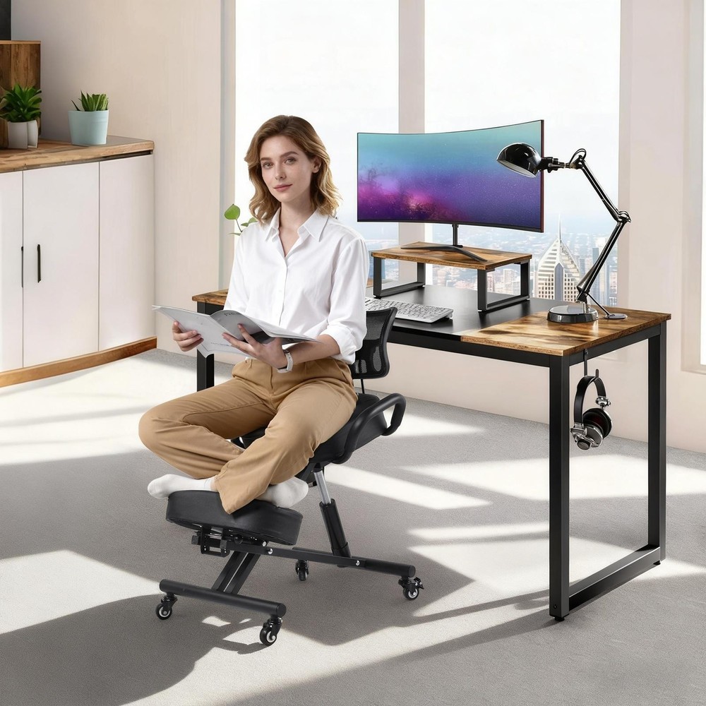 Ergonomic Kneeling Chair with Back Support Adjustable Stool Upright Back Posture