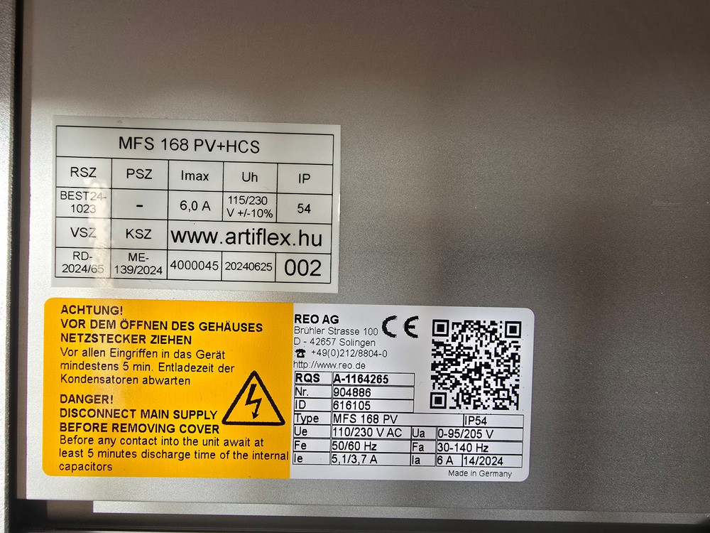 REO REOVIB MFS 168 Frequency controller for vibrat