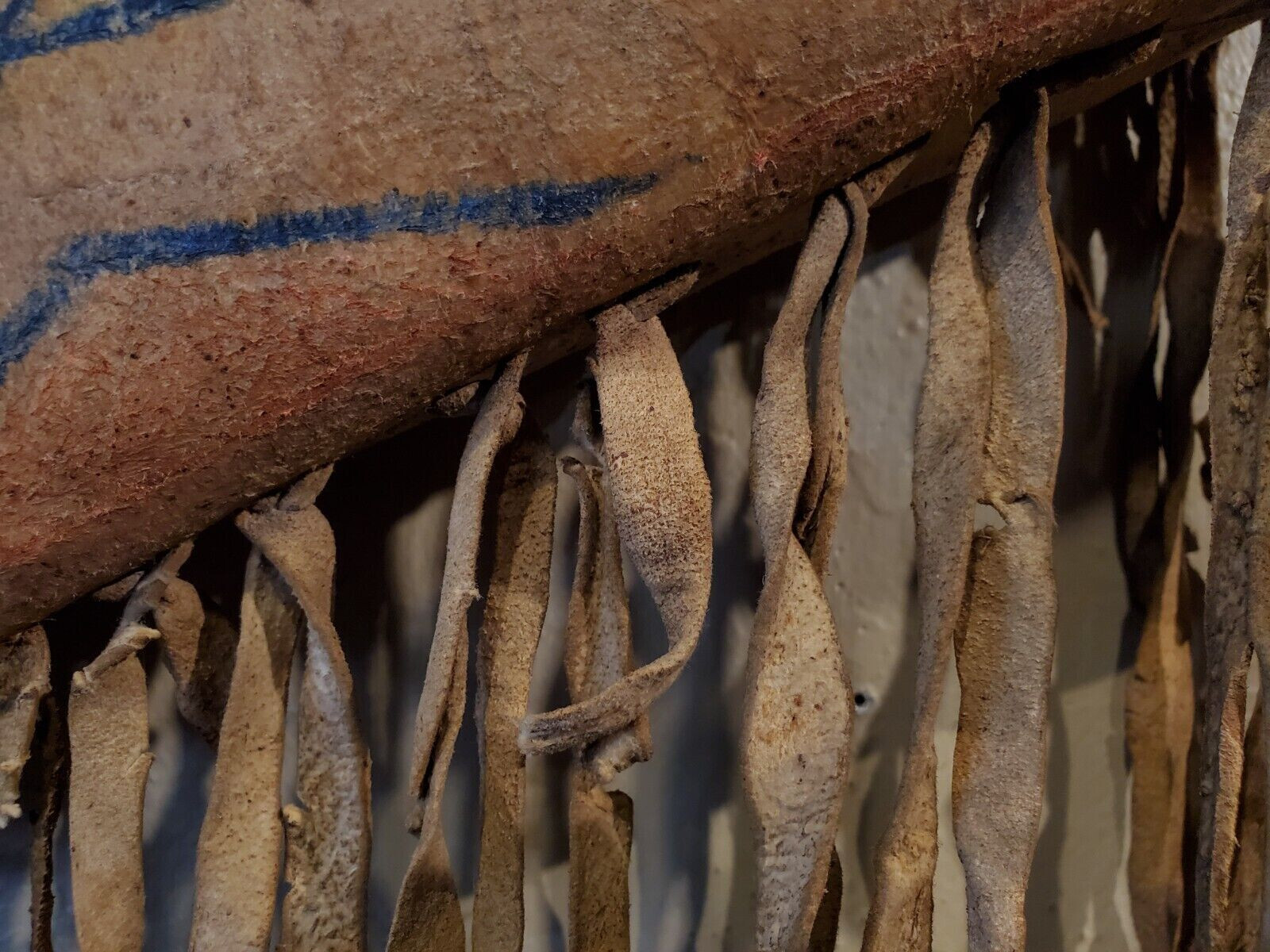 Antique OLD 19c Native American Indian Painted Early parfleche Medicine Cylinder