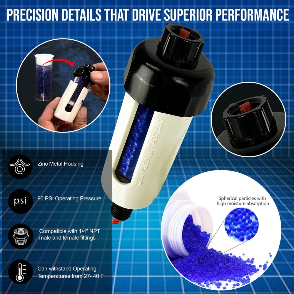 Air Dryer for Compressor with Replaceable Desiccant Element, Water Separator ...