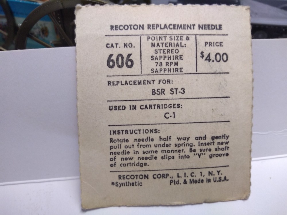 BSR ST-3 Phonograph Needle