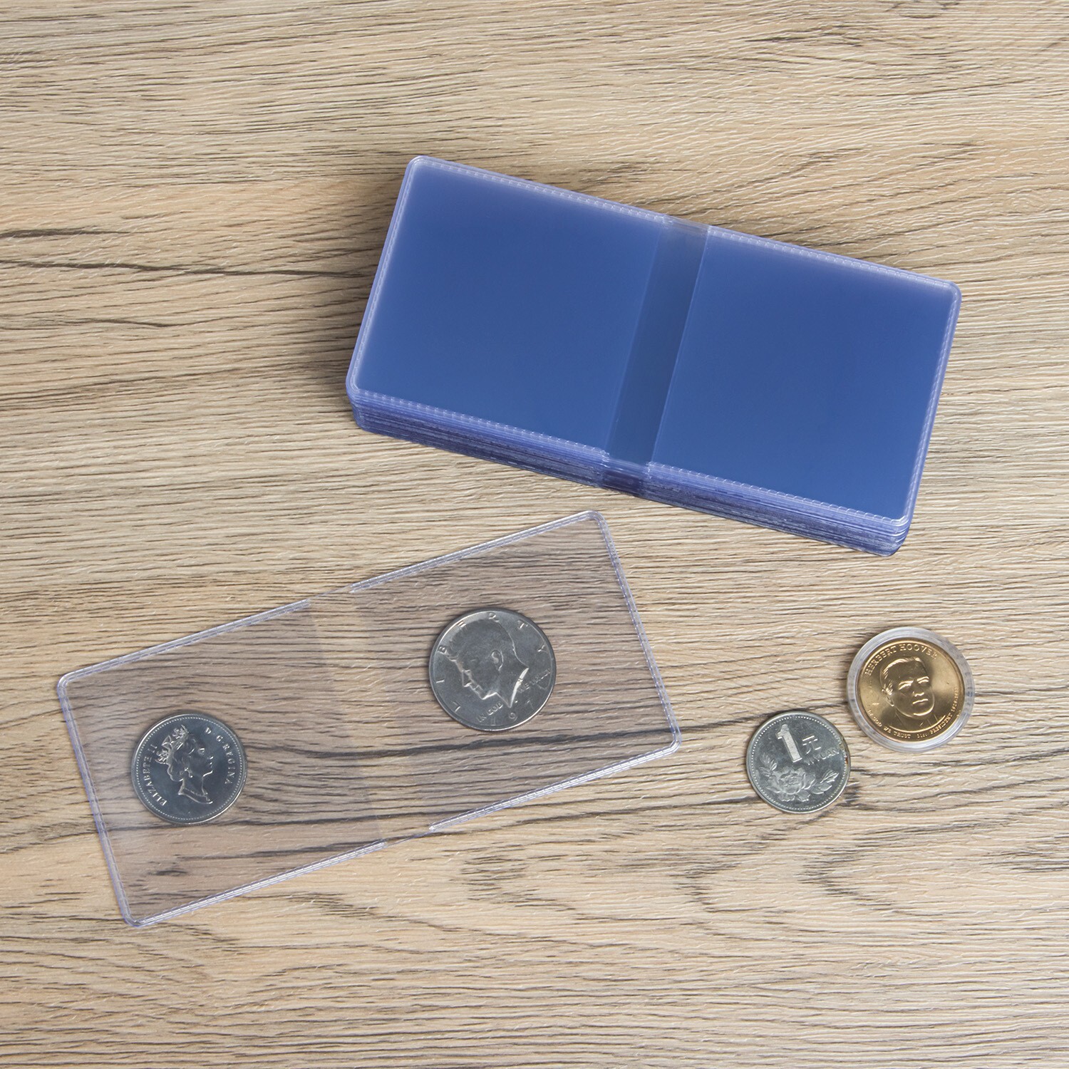 (100) 2.5x2.5 Double Pocket Vinyl Coin Flips Storage & Display -Clear Plastic