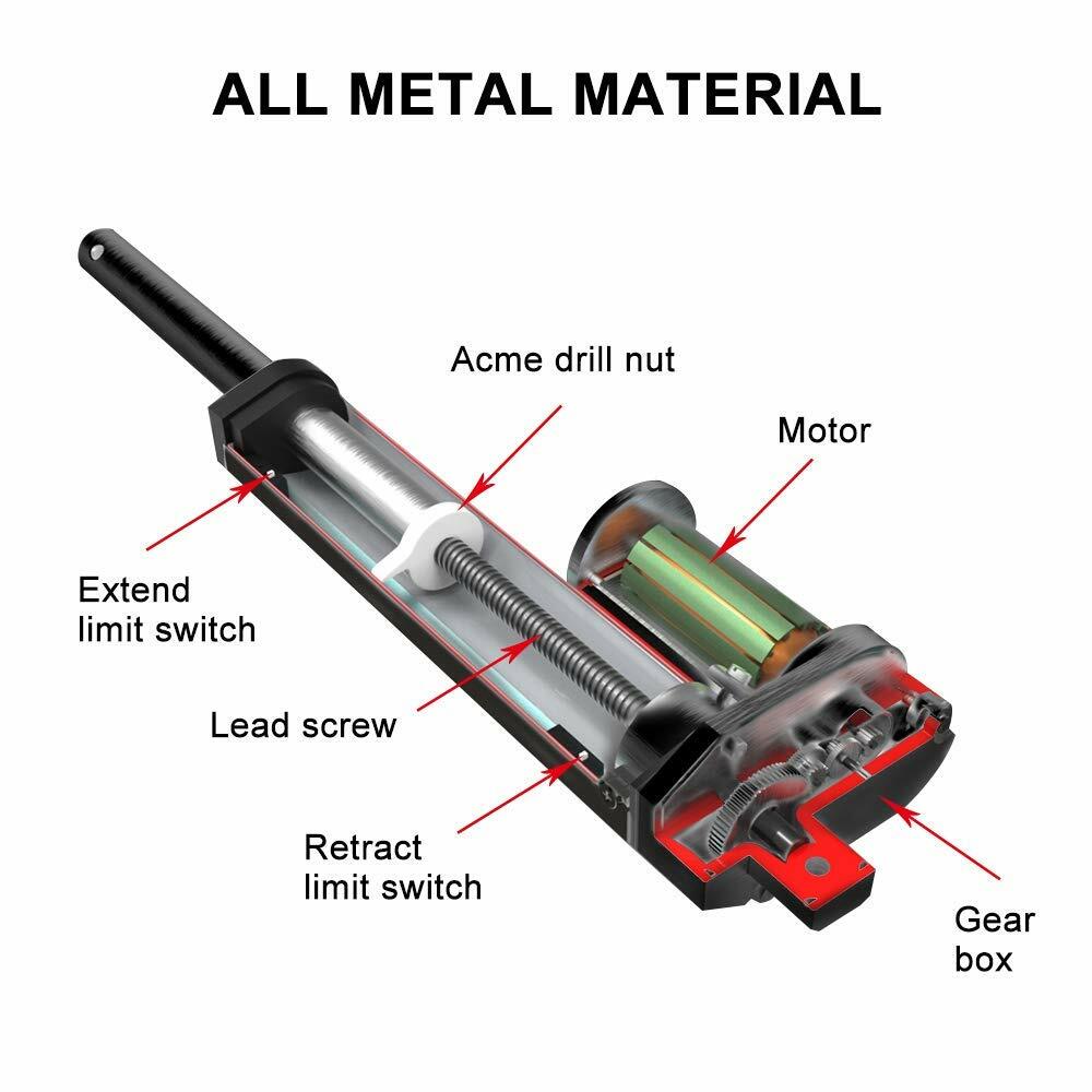 Linear Actuator 12V Heavy Duty Waterproof Stroke 2"~40" 1000MM 3000N 660lbs