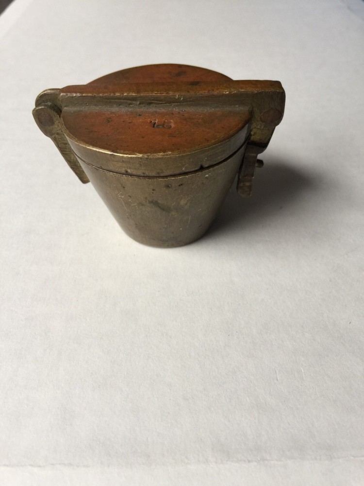 Antique (~18th c) Spanish Solid Brass Lidded Case, for Nested Weigth Set Medical