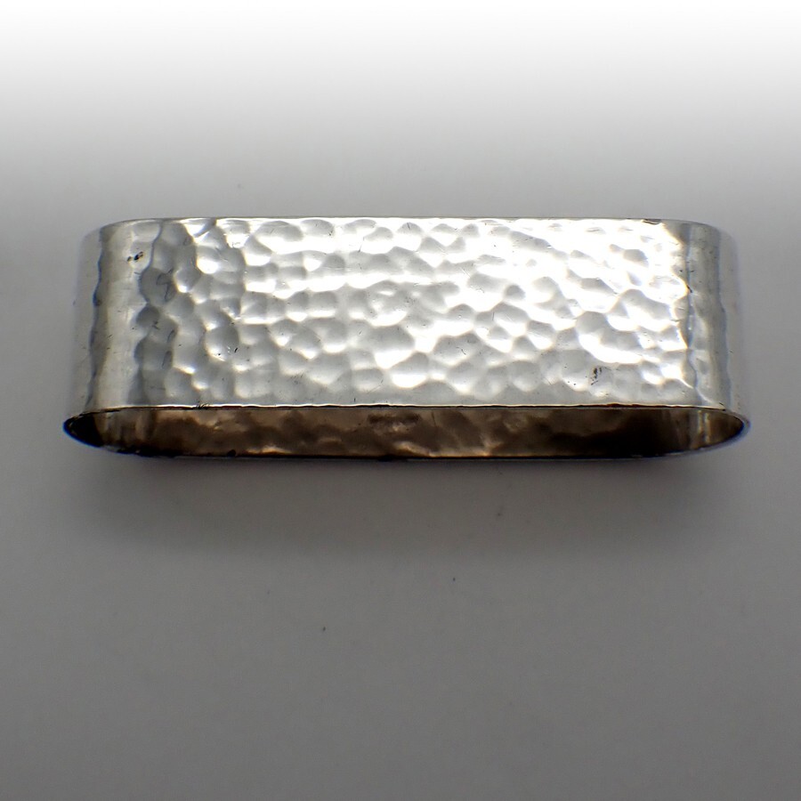 Hammered Oval Napkin Ring Sterling Silver Mono Erl