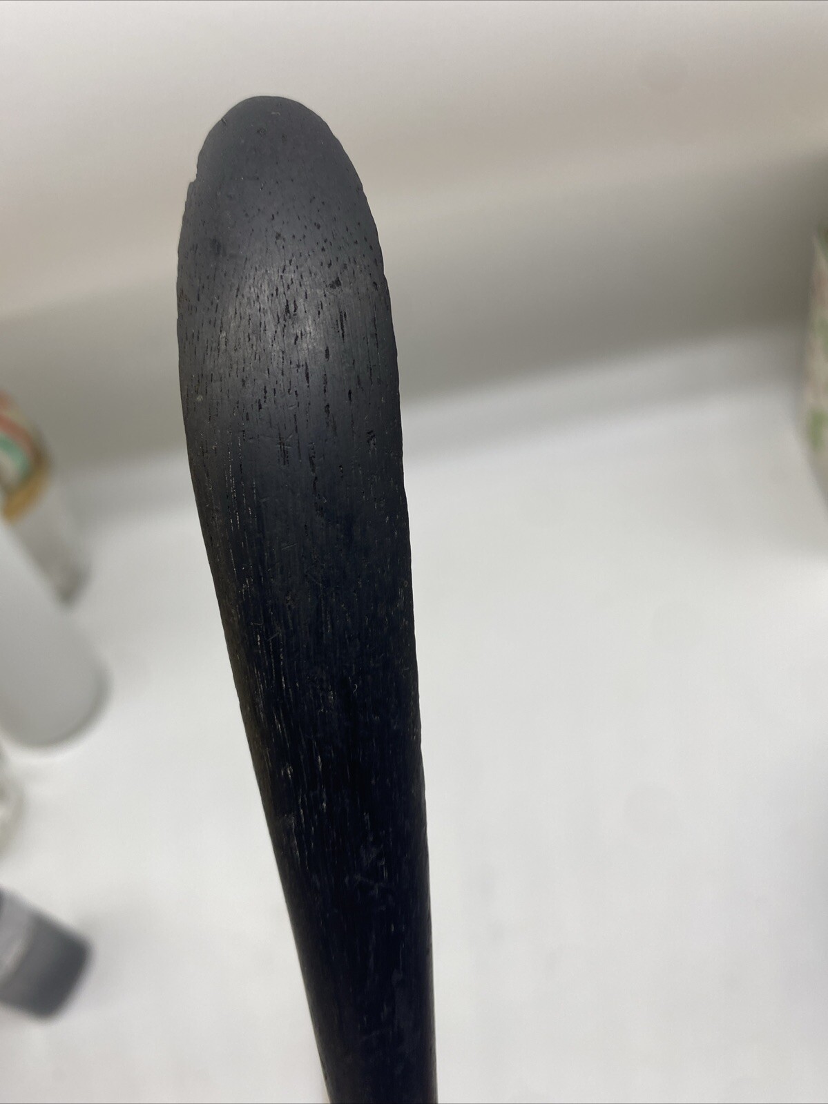 Antique Large Victorian Ornate Silver Serving Fork Wooden Handle 12"