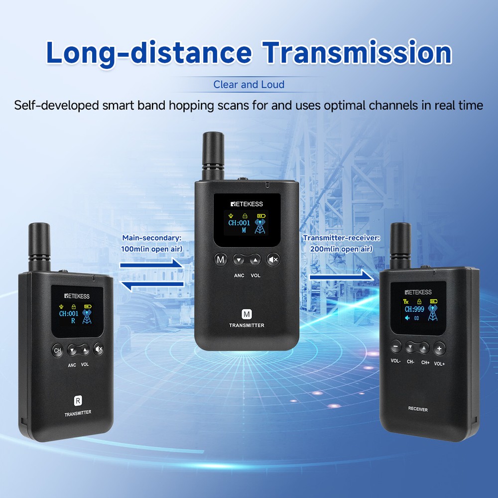 TT129 Tour Guide System,3 Transmitter Support Triple Simultaneous Speaking 328ft