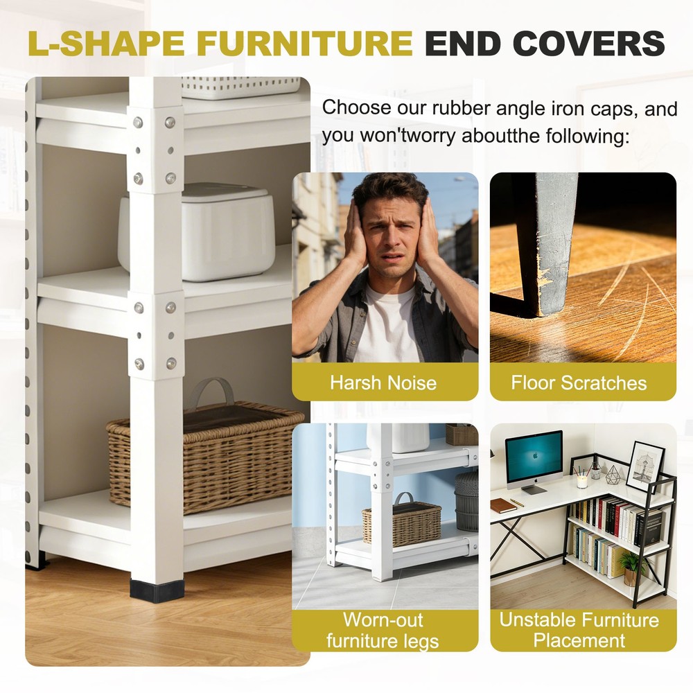 8Pcs 1" Bed Frame End Caps, Angle Iron Foot Pad Leg Protector, Black