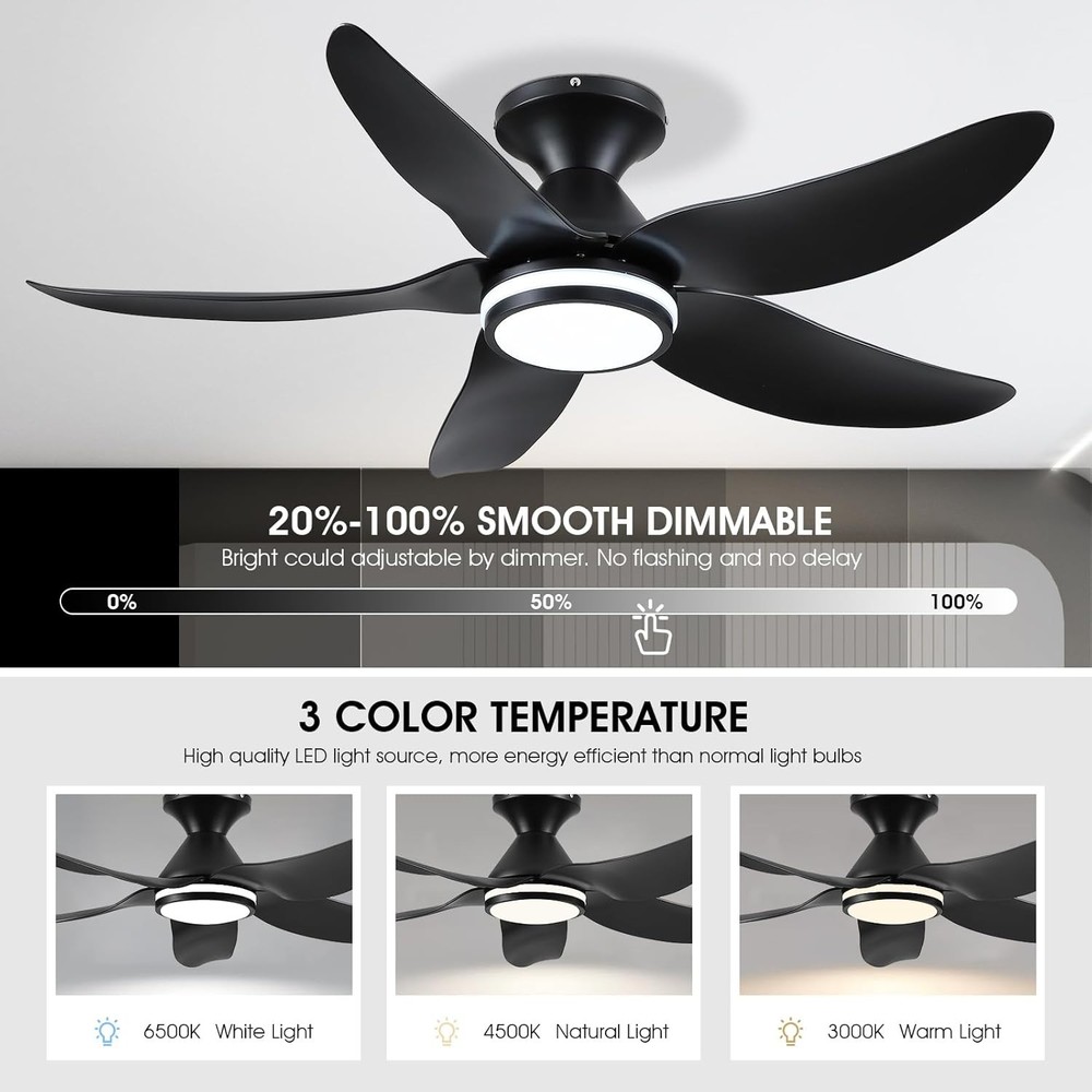 46 inch Ceiling Fans W/ Lights & Remote/APP Control Modern Flush Mount Ceiling