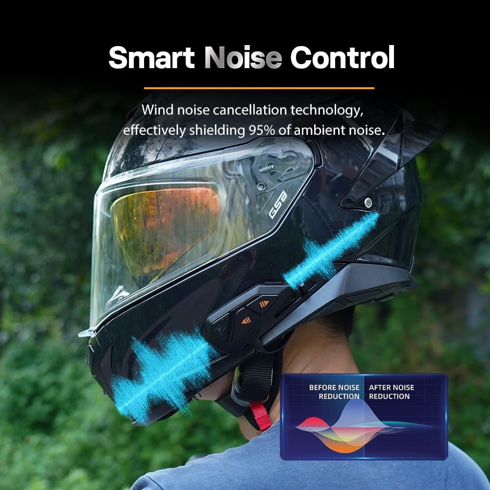 FreedConn Motorcycle Helmet Bluetooth Headset Intercom with Music Black