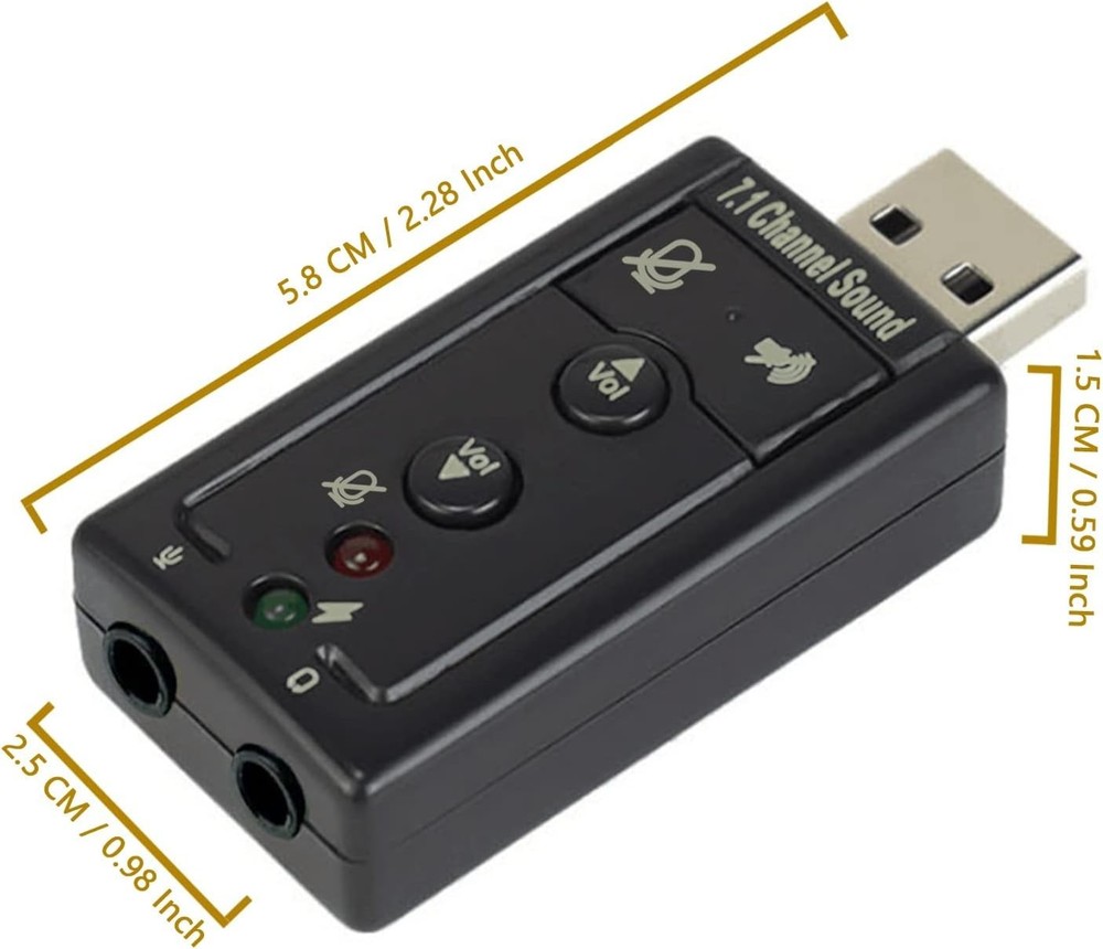 Compact 7.1 USB Audio Adapter - Crisp Sound & Multiple Platform Compatibility