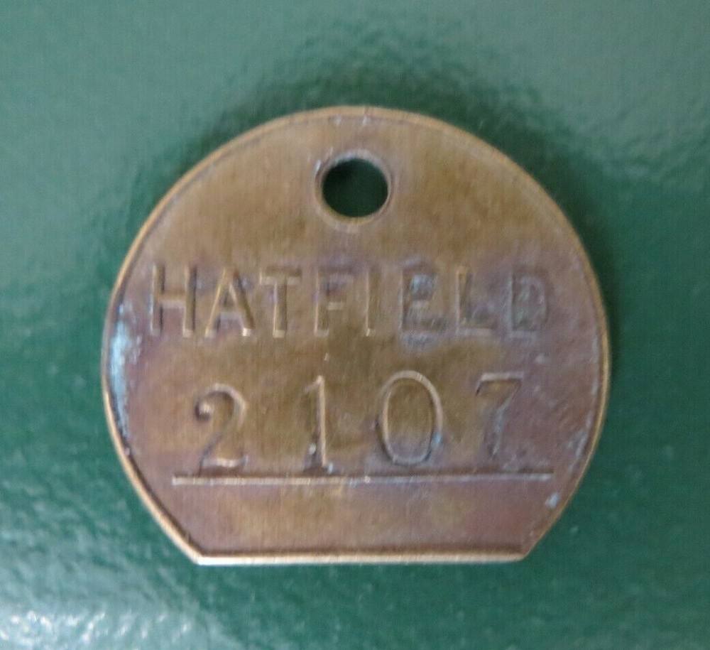 HATFIELD Colliery Pit Check / Tally - marked HATFIELD 2107