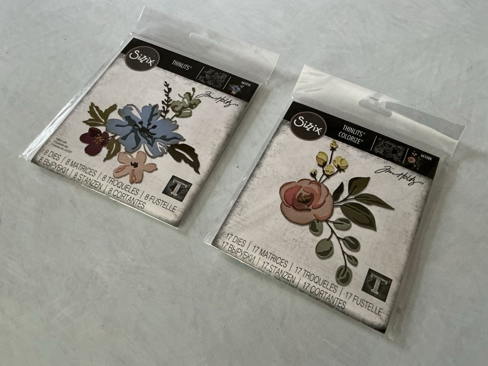 Sizzix Tim Holtz Thinlits Metal Cutting Dies #665208 & #665210 New Flowers