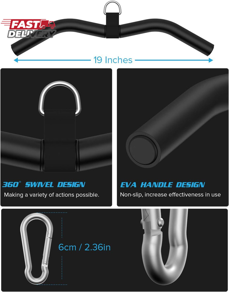 Upgraded LAT Pulldown Bars, 19" LAT Pull down Bar Attachments for Home Gym, Curl