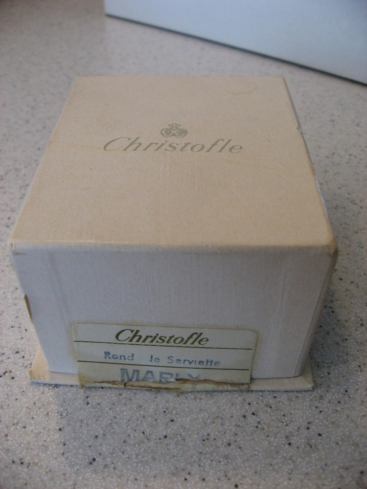 Vintage Christofle Marly Silverplate Napkin Ring w/Original Box Some Tarnish