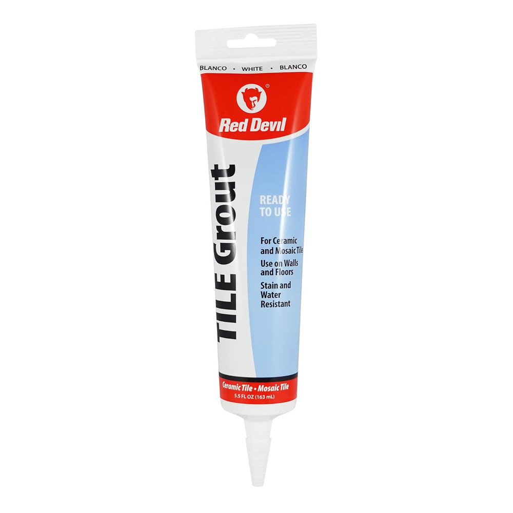 Red Devil Pre-Mixed Tile Grout Squeeze Tube, 5.5 Oz., White 0425
