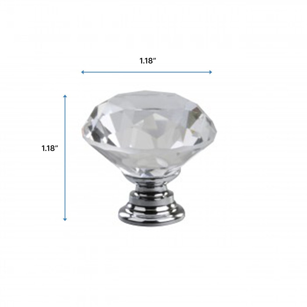 Glass Cabinet Knobs Diamond Shape Pull Handles Dresser Drawer Knobs 20 pcs