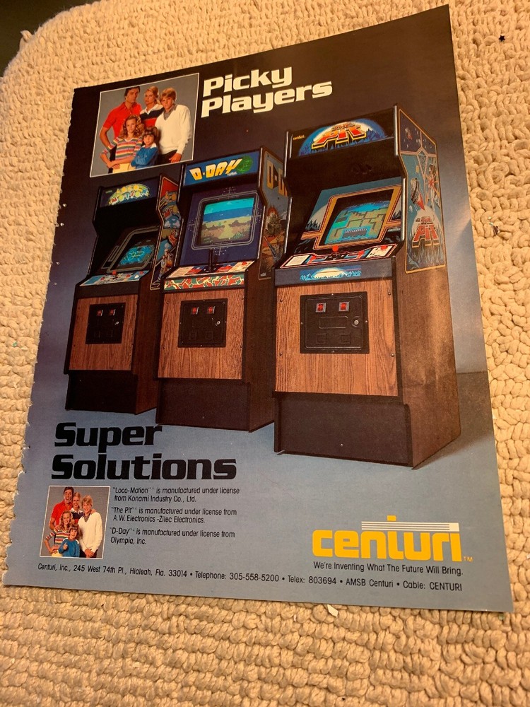 Original 198211- 8” The Pit  D Day Loco Motion Centuri rcade video game AD FLYER
