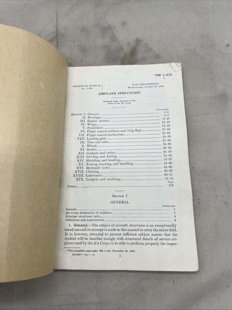 WW2 US Airplane Structures Book 1941 (FF347