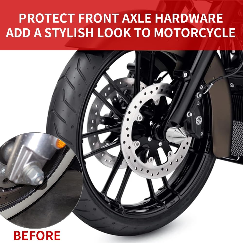 Front Axle Nut Covers CNC Black Chrome Caps Compatible with Harley B-Chrome