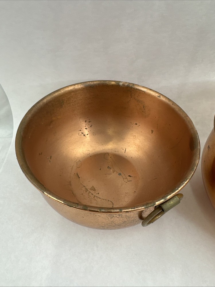 3pc Vintage Solid Heavy Copper Mixing Bowl Ring Round CG Rolled 5.5, 7 & 8”