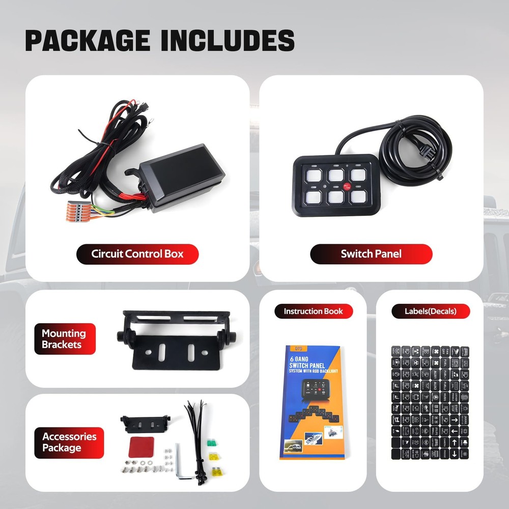 6 Gang Switch Panel with Automatic Dimmable On-Off LED Switch Pod Universal C...
