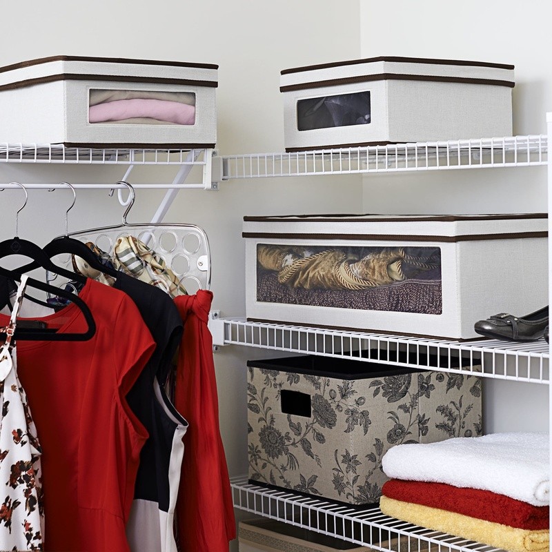 Storage Box Set W/ Window Stackable Fabric Organizer Chest Home Office Closet US