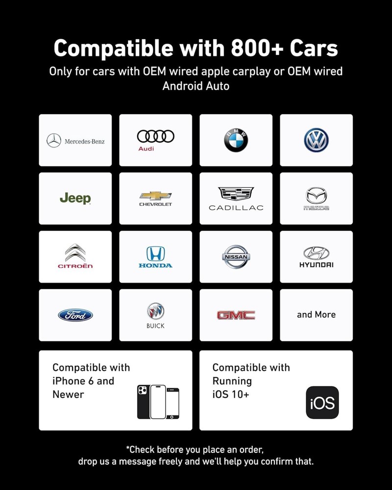 2 in 1 Wireless Carplay Adapter & Android Auto Wireless Adapter, 2025 Bluetooth