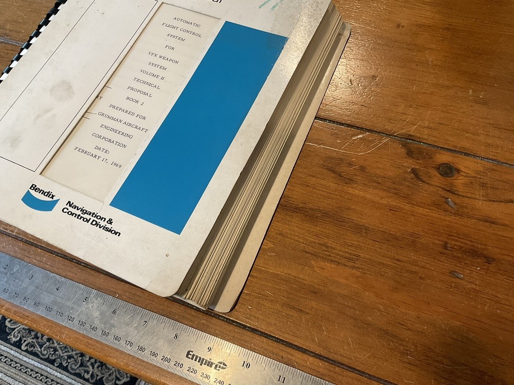 ORIGINAL 1969 GRUMMAN / BENDIX F-14 AUTO FLIGHT CONTROL SYSTEM PROPOSAL BOOK