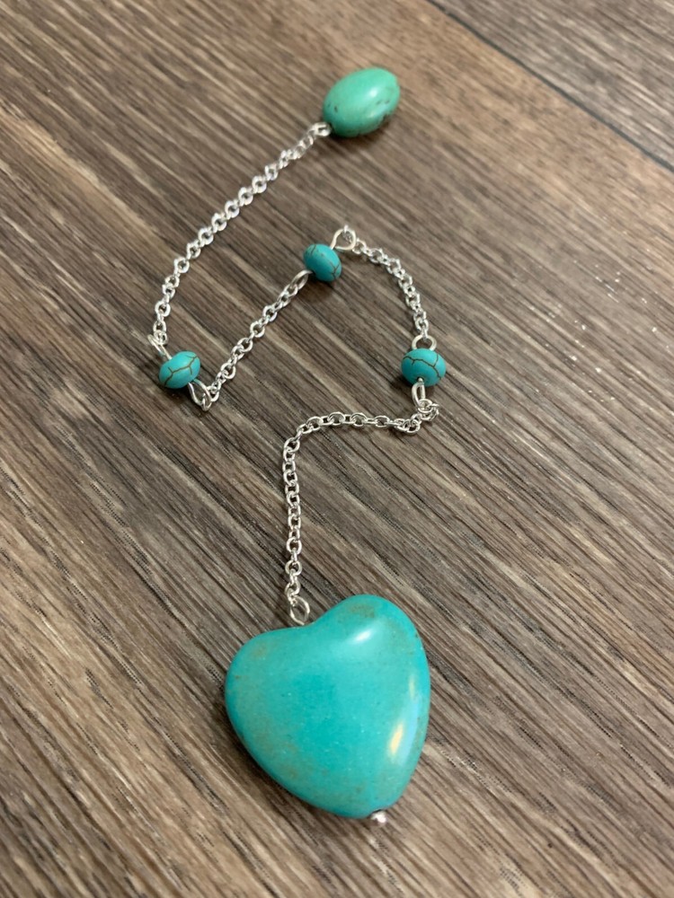 Turquoise Heart Stone Pendulum Dowsing, amplifying, restore focus & transform