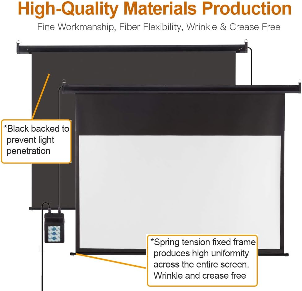 120" Portable Wall/Ceiling Mounted Electric Projector Screen with Remote Control