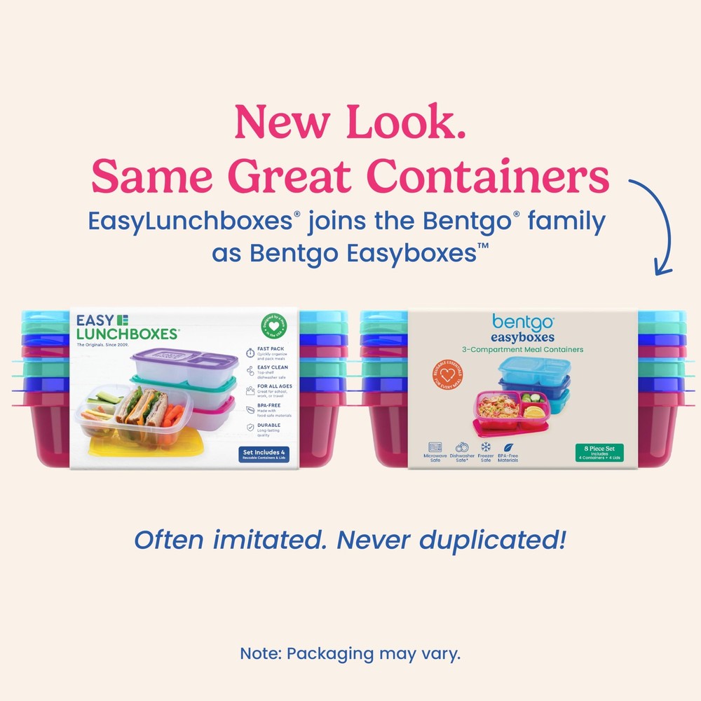 Bentgo Easyboxes - Original Stackable Lunch Boxes - Reusable Jewel Brights