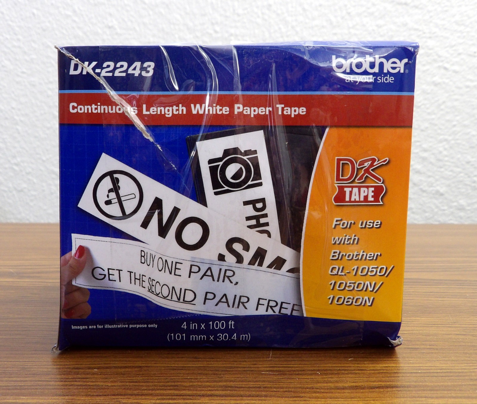 Brother DK-2243 4" x 100' Continuous Roll Paper Tape GENUINE OEM DK2243