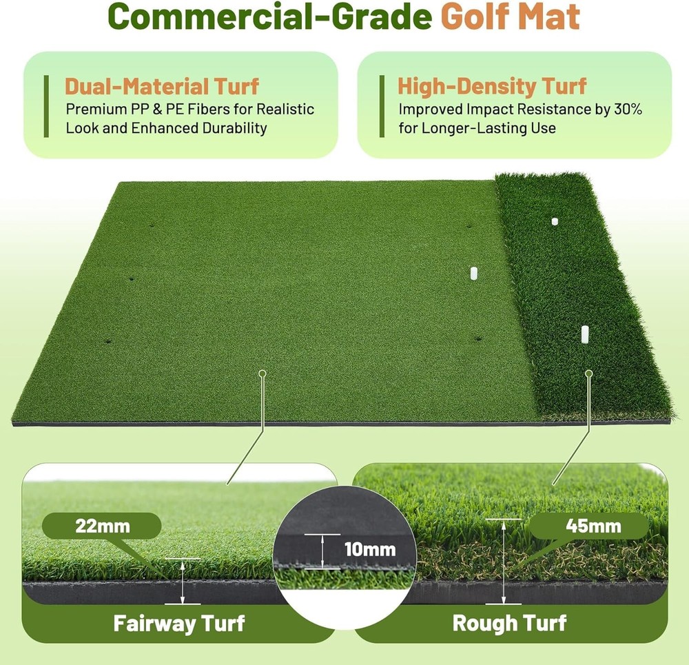 5x4ft Golf Hitting Mat,Portable Artificial Turf Practice Mat with Carry Strap