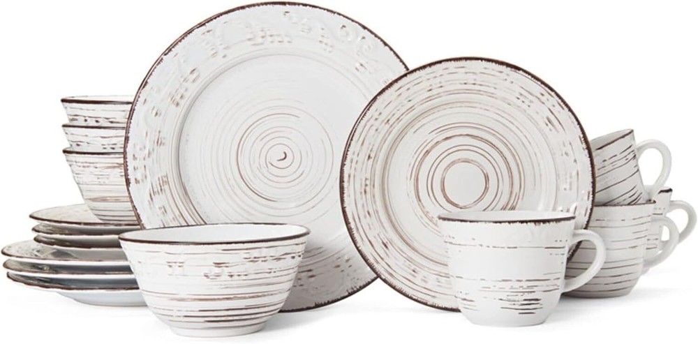 16-Piece Stoneware Microwave & Dishwasher Safe Dinnerware Set Service for 4 US