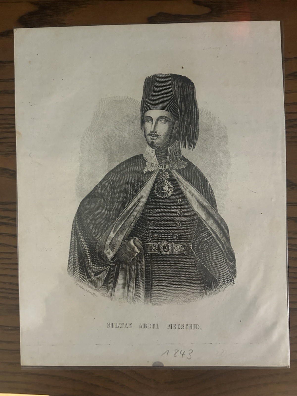 Ottoman Empire / Turkey / 1843 Dated Engraving / Sultan Abdul Mecit