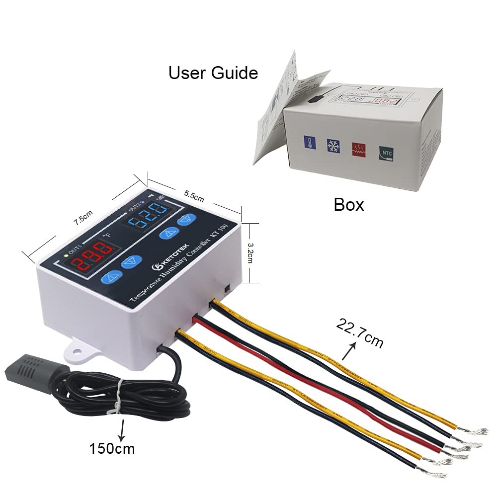 Temperature Humidity Controller Digital Thermostat Module 120V, Heating Cooli...