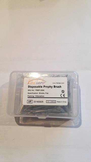 DISPOSABLE PROPHY BRUSH BRISTLE, FLAT 100PCS