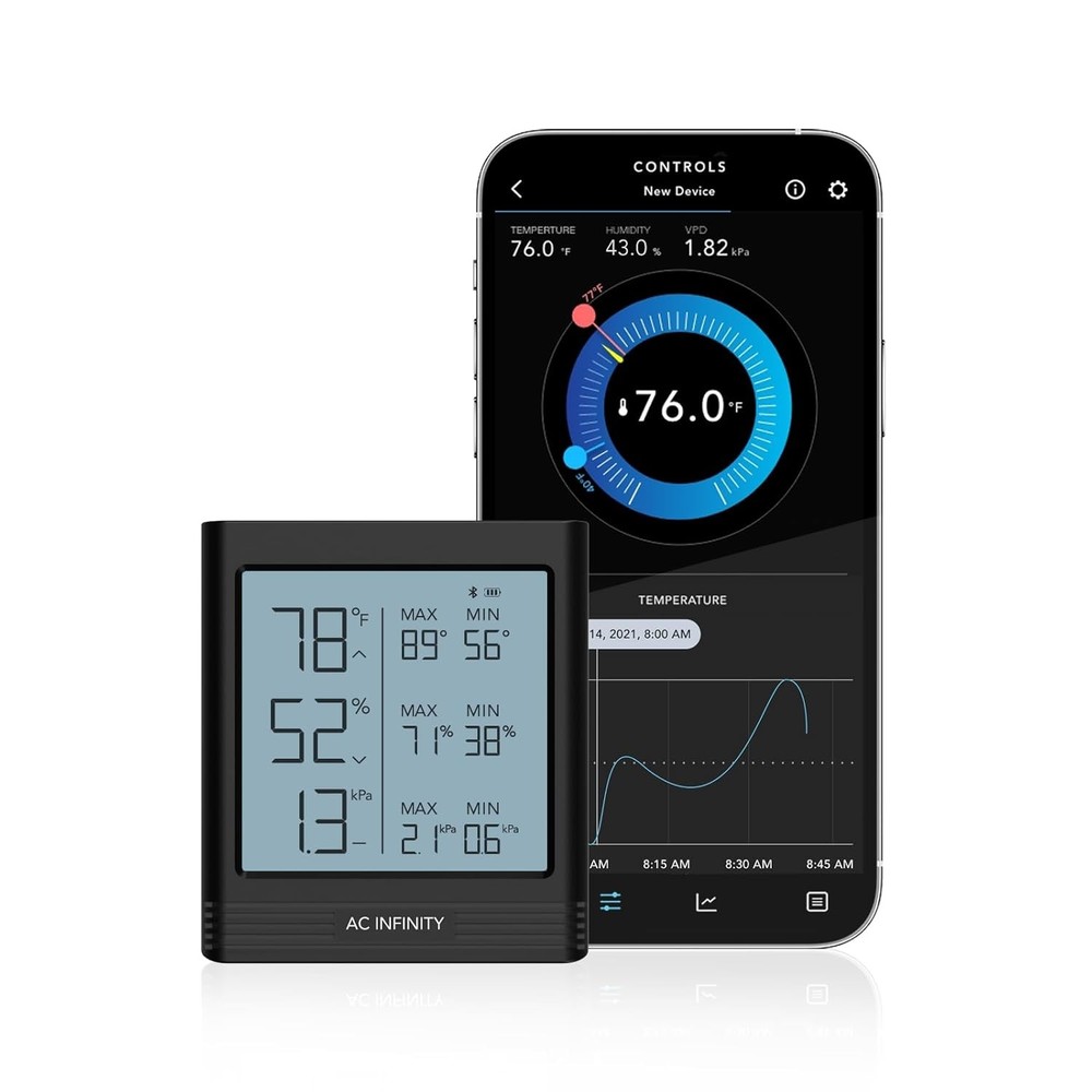AC Infinity CLOUDCOM B2, Temperature Humidity VPD Smart Hygrometer with Black