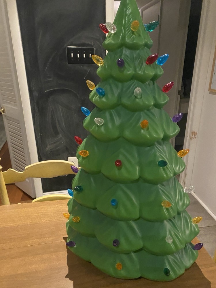Plastic Blow Mold Lighted Christmas Tree 27”
