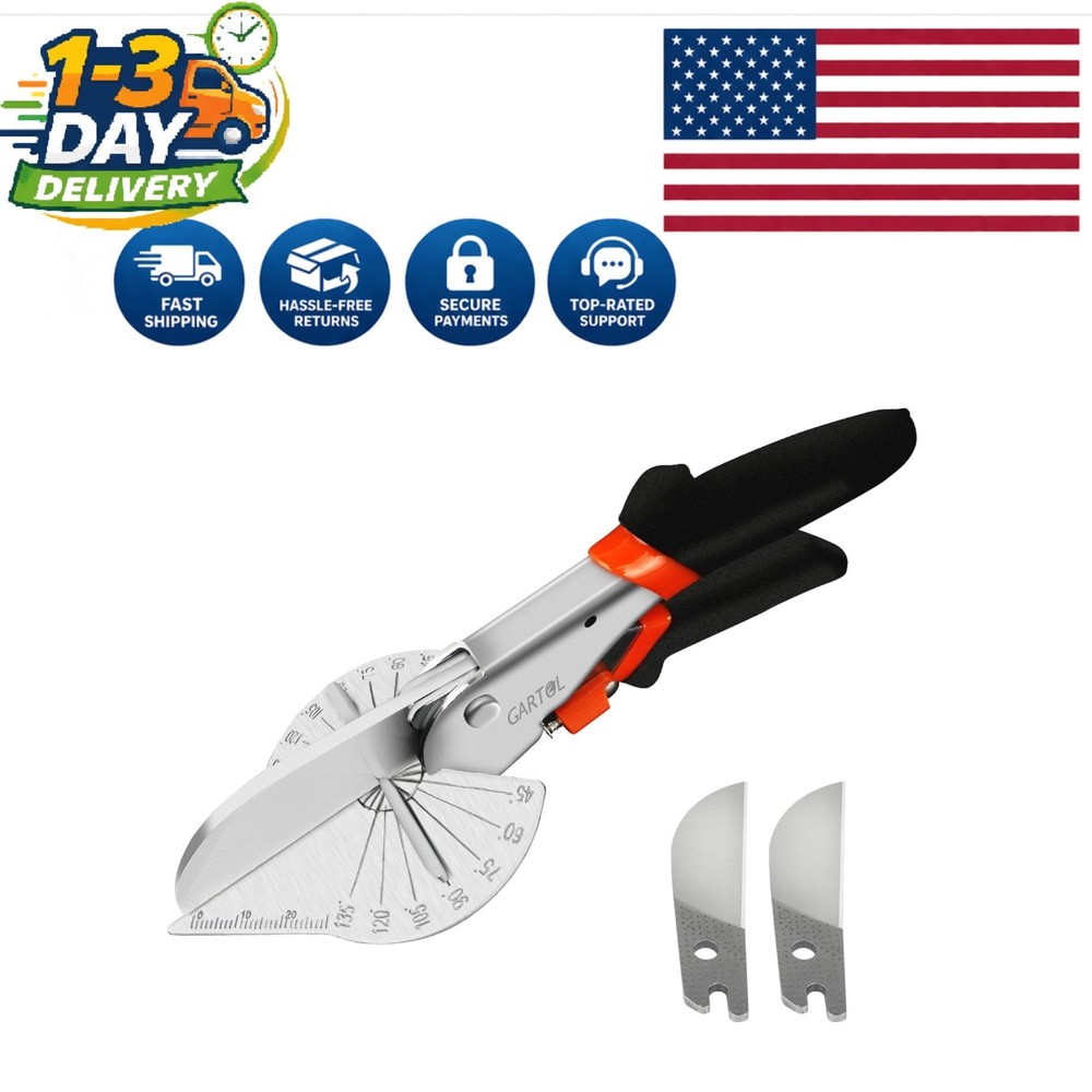 Gartol Miter Shears: Adjustable 45-135° Scissors with 2 SK5 Replacement Blades